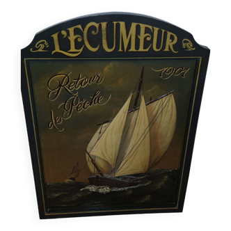 Tableau Country Corner en bois et en relief (bateau)