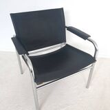 Ensemble de fauteuils klinte par tjord bjorklund pour ikea, chaises vintage design chrome & cuir