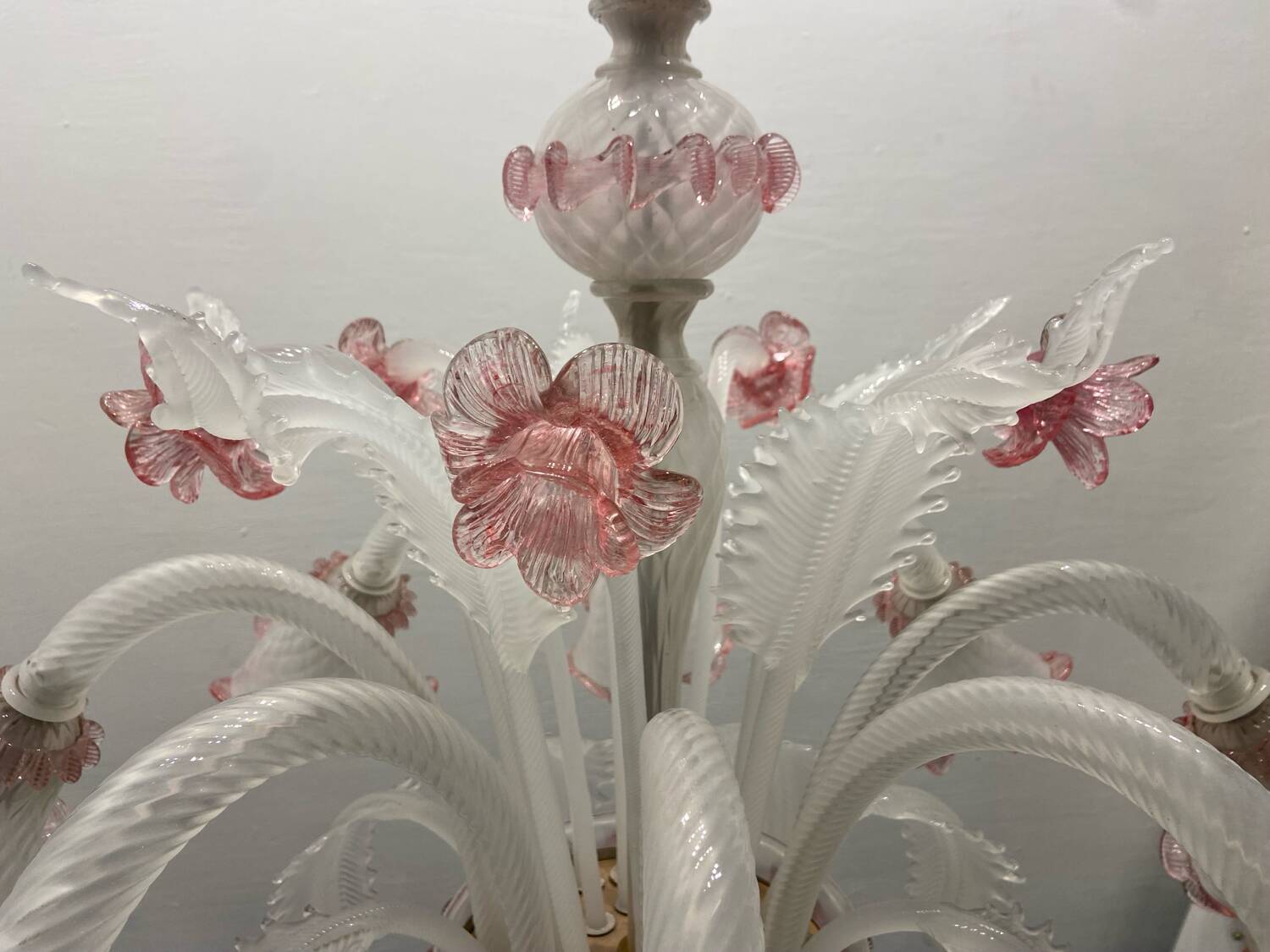 Large Pink Blossom Venetian Glass Chandelier 1960’s