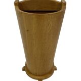 Vintage umbrella holder in oak basket storage design of the 1960s minimalist design