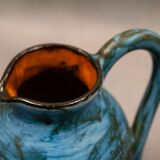 Blue ceramic pitcher with frieze by Jérôme Massier – Vallauris