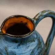 Blue ceramic pitcher with frieze by Jérôme Massier – Vallauris