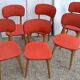 Lot de 6 chaises skai vintage rouge