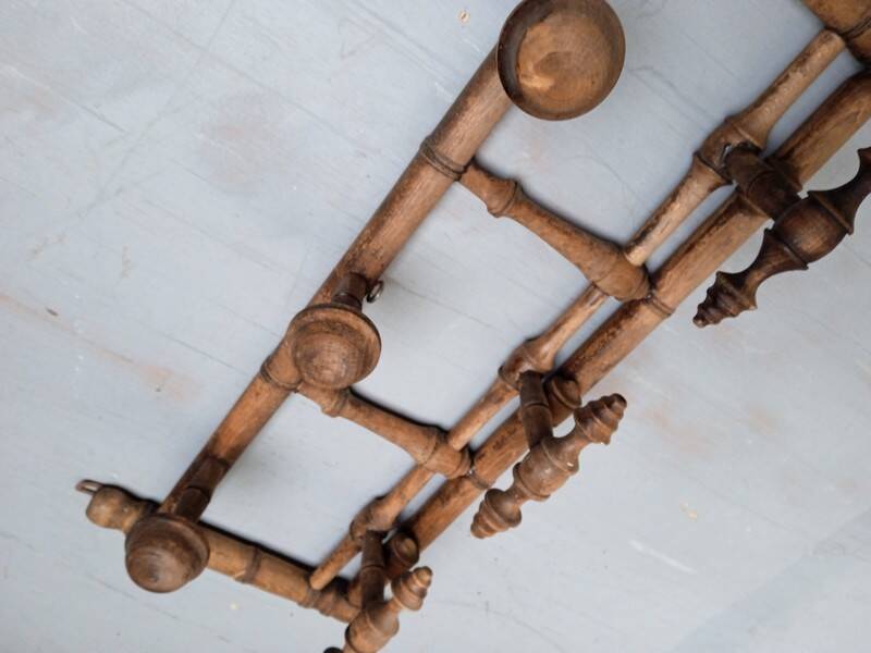 Bamboo style wooden wall coat hook ep 1940