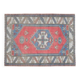 1970s Vintage Turkish Handmade Wool & Cotton Pink Area Rug 155x209