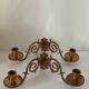 Pair of antique wall-mounted brass candle holders