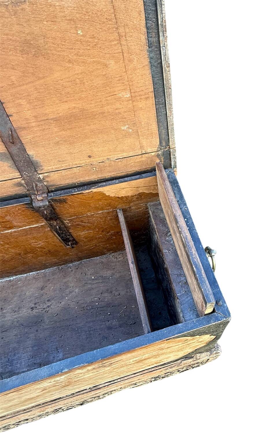 Large antique Asian travel chest made of mango wood.
