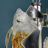 Amber chrome chandelier Murano mid-century by Toni Zuccheri for Mazzega, Italy, 1970s.