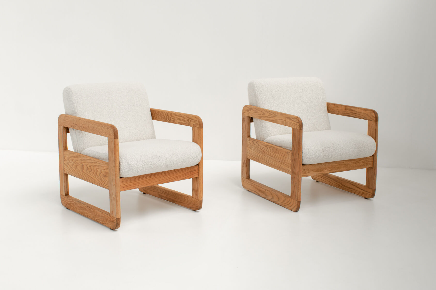 Pair of Thonet Armchairs in Bouclé