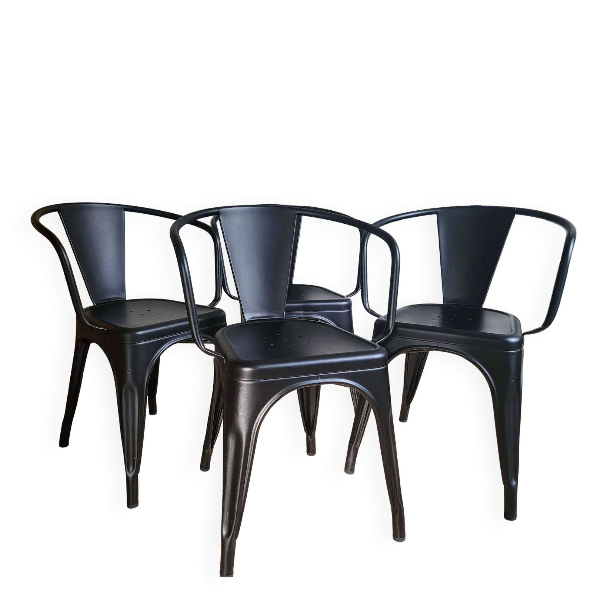 Black Tolix chair with armrests