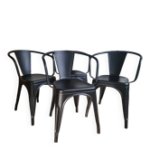 Black Tolix chair with armrests