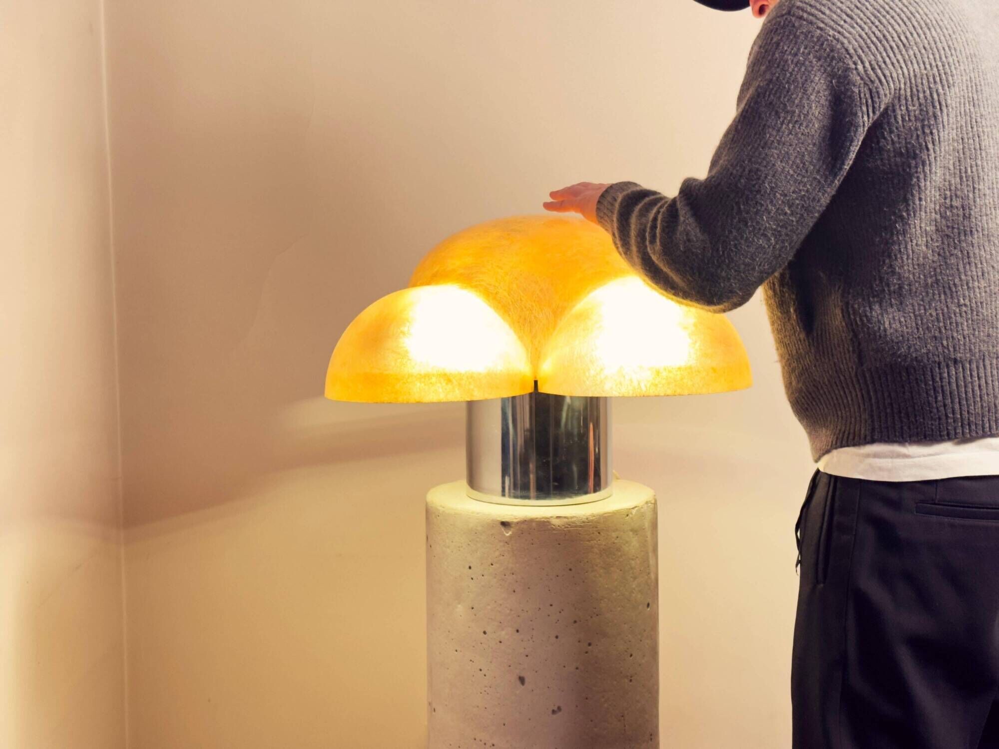 Piero gianemilio & anna monti “luna” table lamp for candle, italy, circa 1970