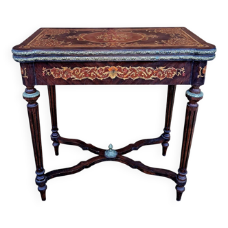 Marquetry games table.