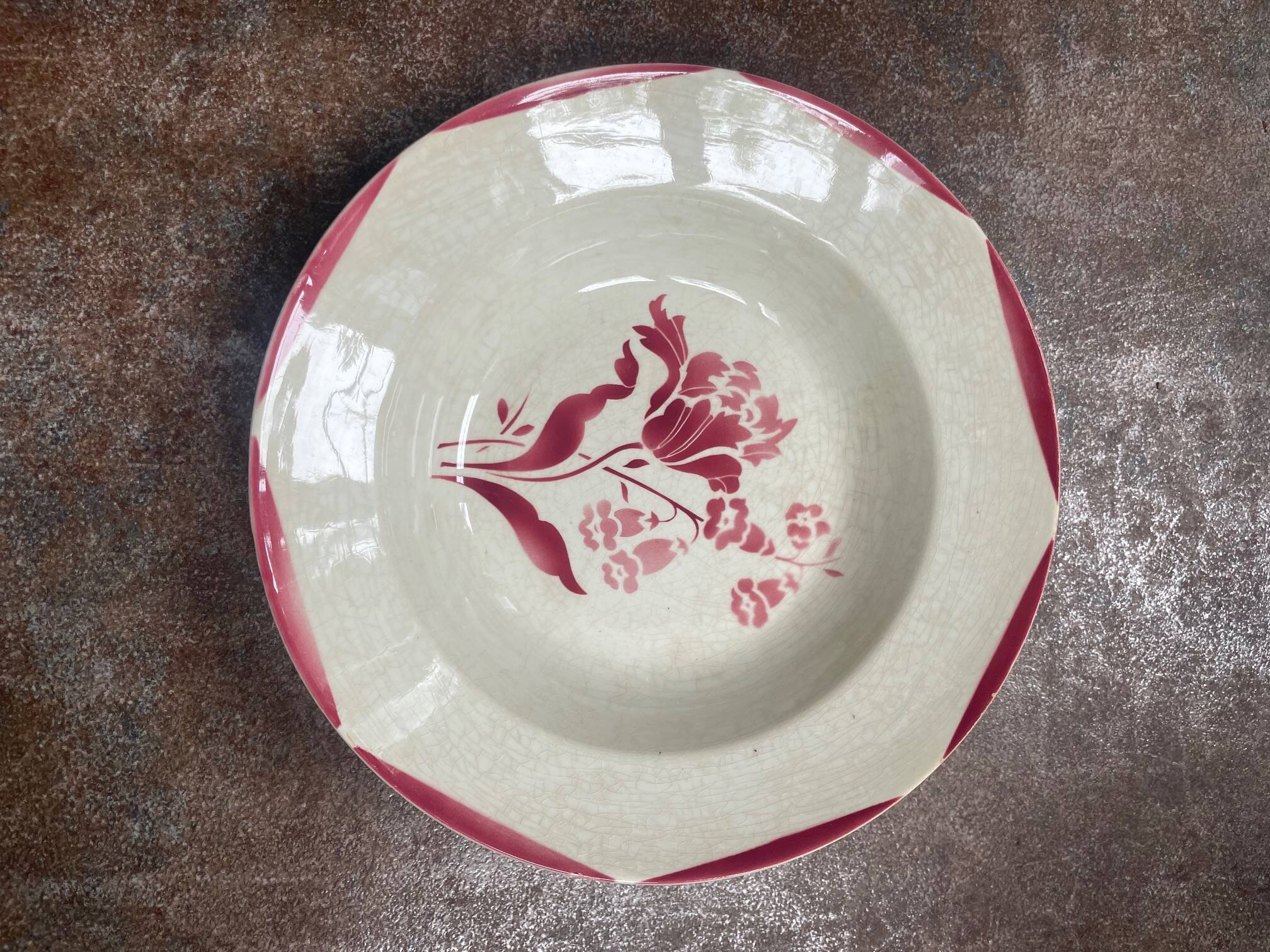 opaque porcelain dish from Gien -Chatel Guyon