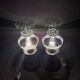 Portuguese Farmhouse rustic wooden table lamps with torch glass shades, 1970s, Set of 2