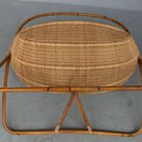 Ancient cradle in exotic wood bamboo style and mulch