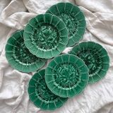 6 earthenware dessert plates in slip with vine leaves Sarreguemines