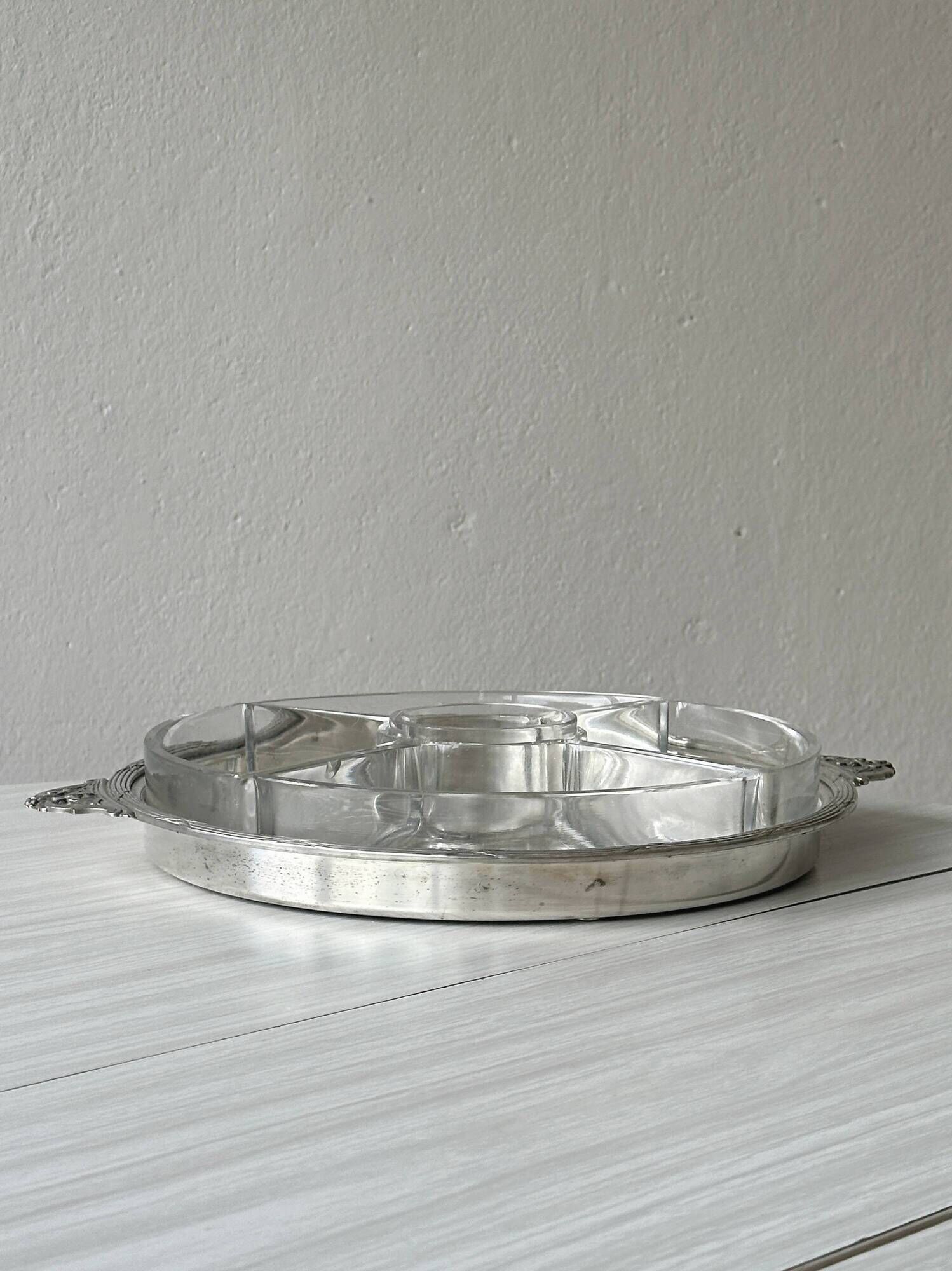 Vintage glass compartment aperitif platter