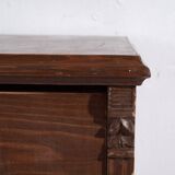 Antique solid pine chest of drawers – European rustic furniture with ceramic handles – circa 1900