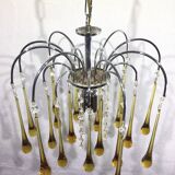 Lustre murano gouttes en cristal ambre