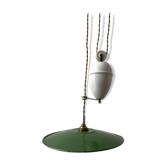 Suspension rises and falls in old green enamelled sheet metal