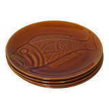 Assiettes poisson en faïence, Saint-Amand 1960