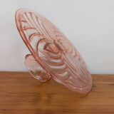Vintage cake display in pink art deco molded glass