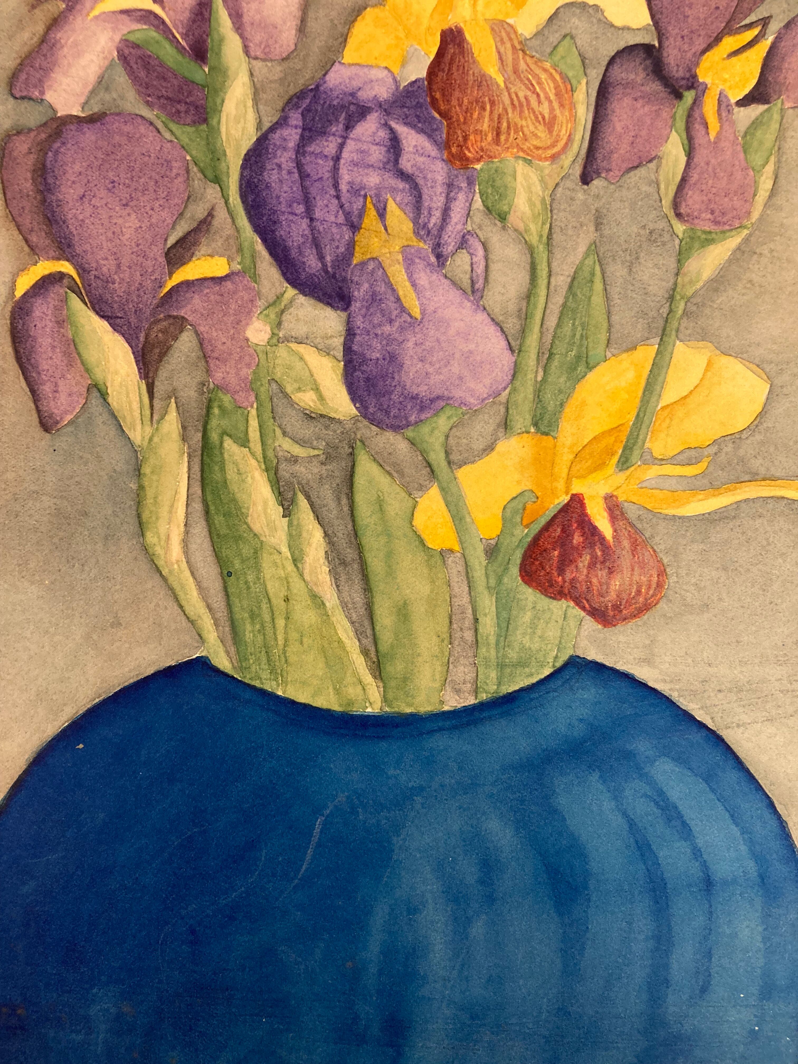 Watercolor with vintage irises