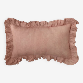 Salmon ruffle cushion