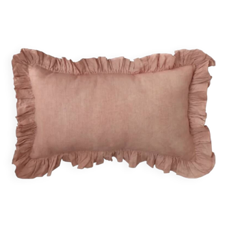 Salmon ruffle cushion