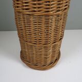 Vintage wicker umbrella stand, handcrafted, 1960s.