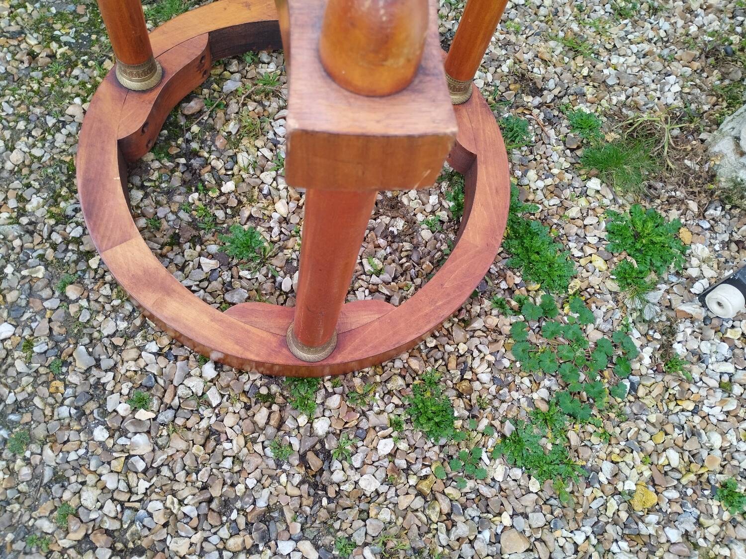 Empire style pedestal table with marble top