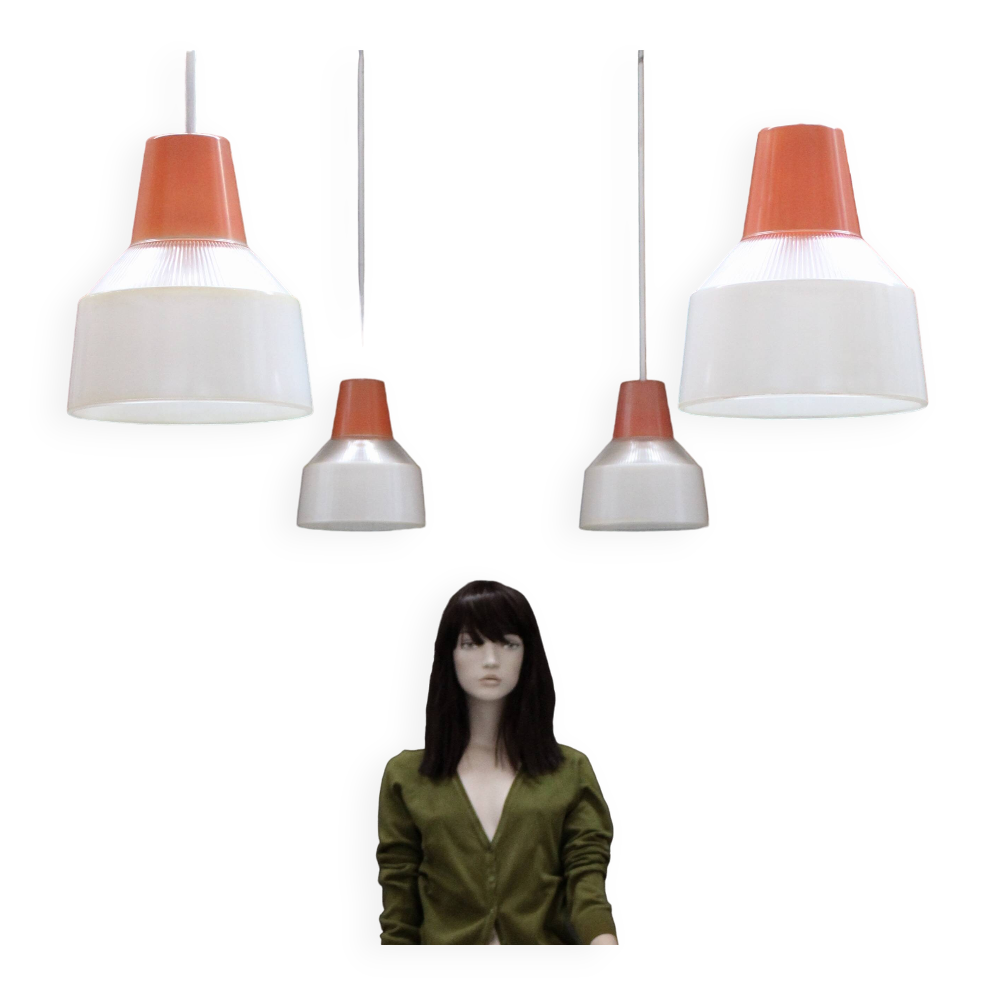 Vintage prismopal workshop pendant lights