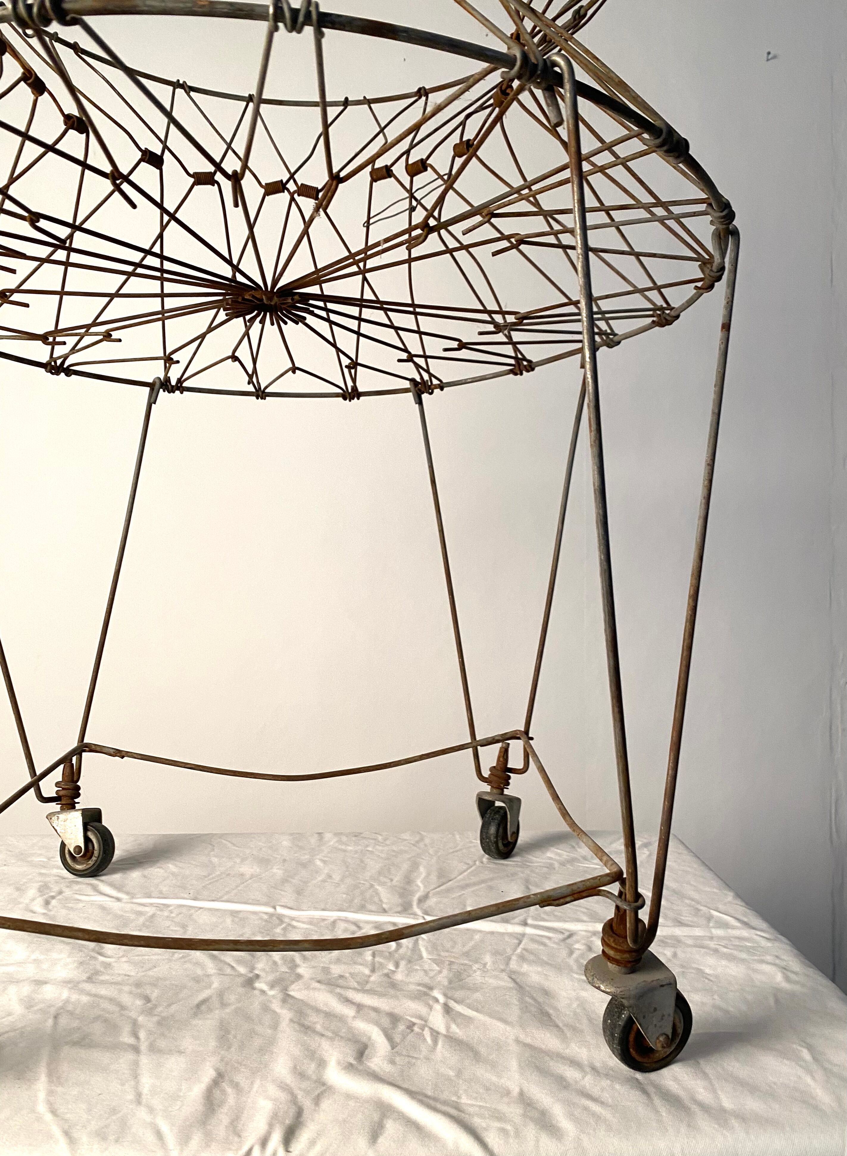 Old vintage foldable laundry basket