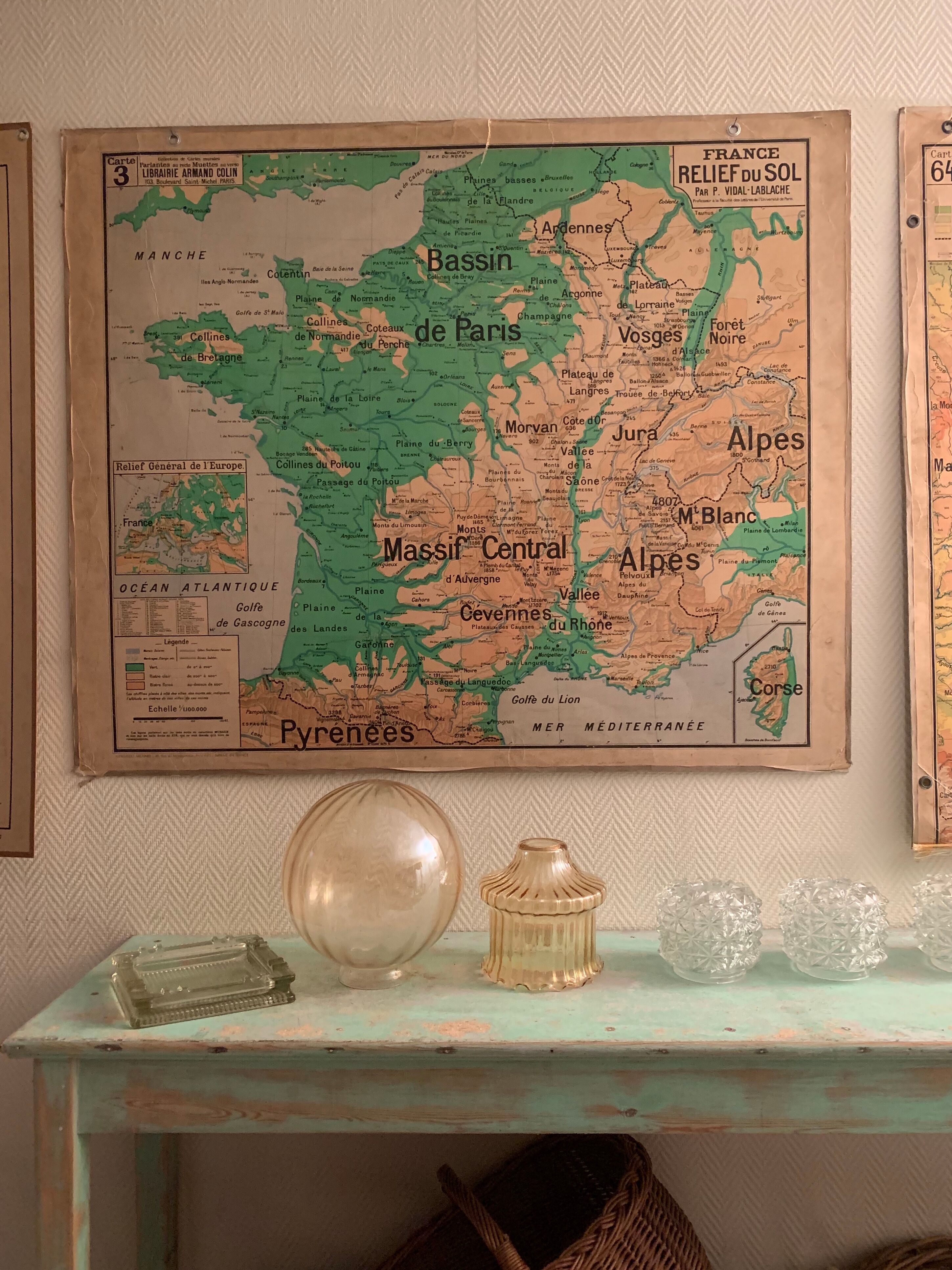 Map France reliefs du sol