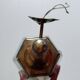 Electrified wall lamp cab lantern brass old engraved glass