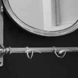 Antique Metal Train Coat Rack with Mirror French Luggage Rack