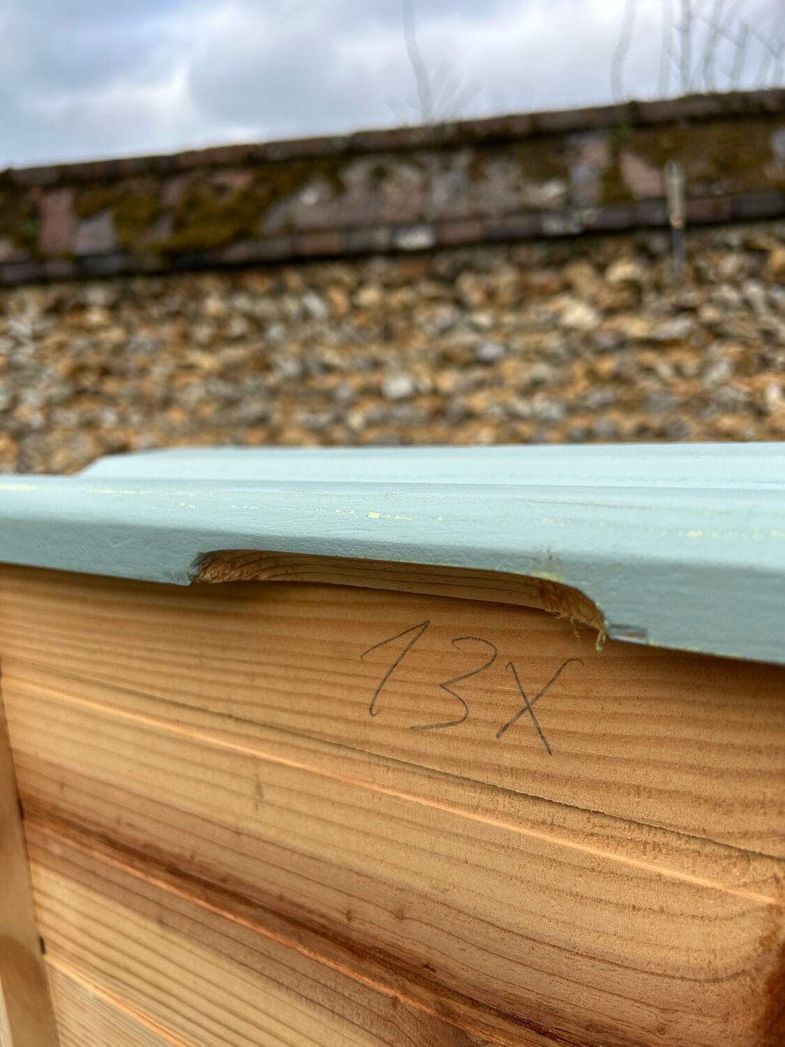 Vintage 4-drawer chest in sage green pine.