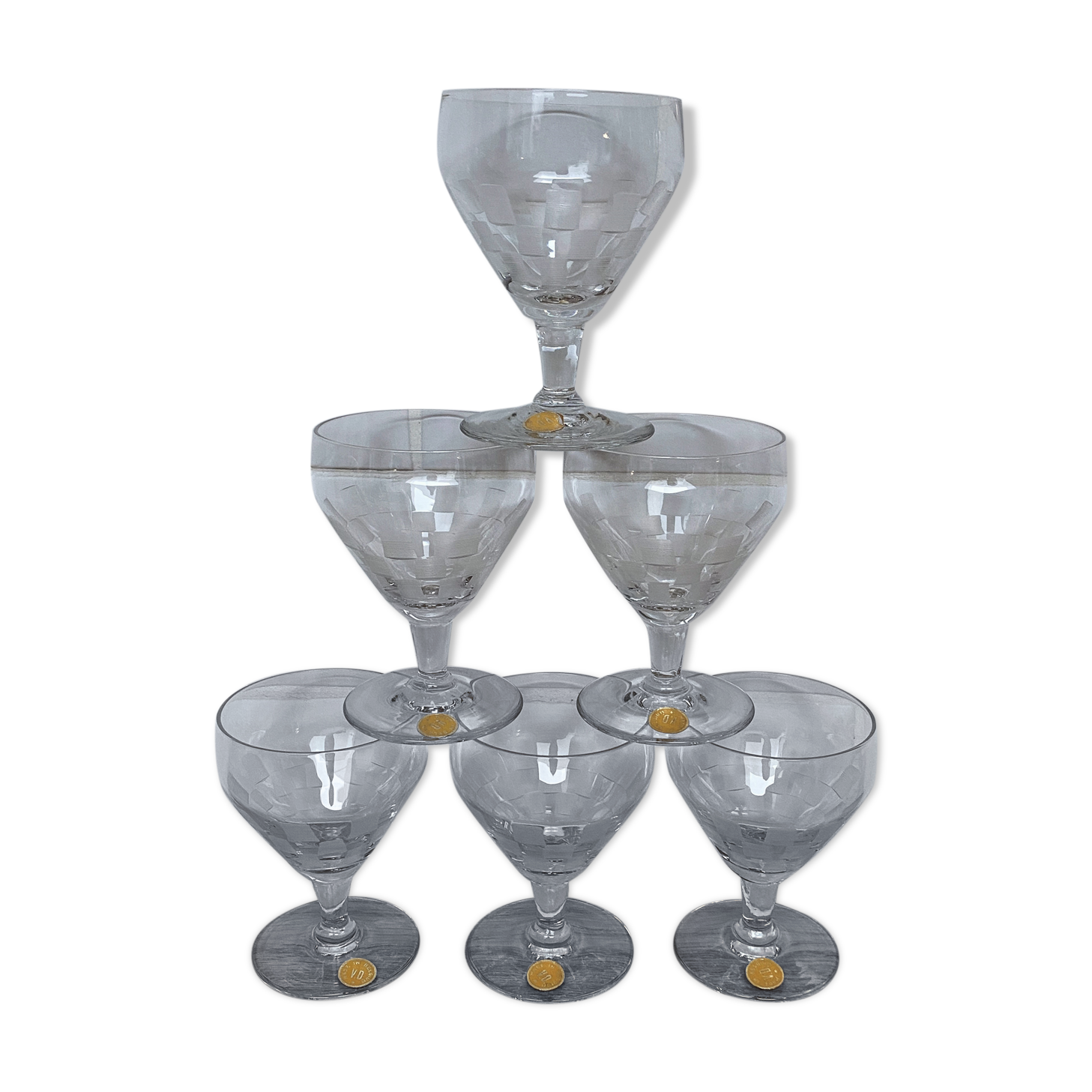 Set of 6 engraved wine glasses