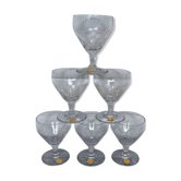 Set de 6 verres à vin gravés