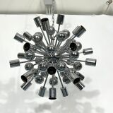 Lustre Sputnik chromé vintage par Reggiani Italie années 1970