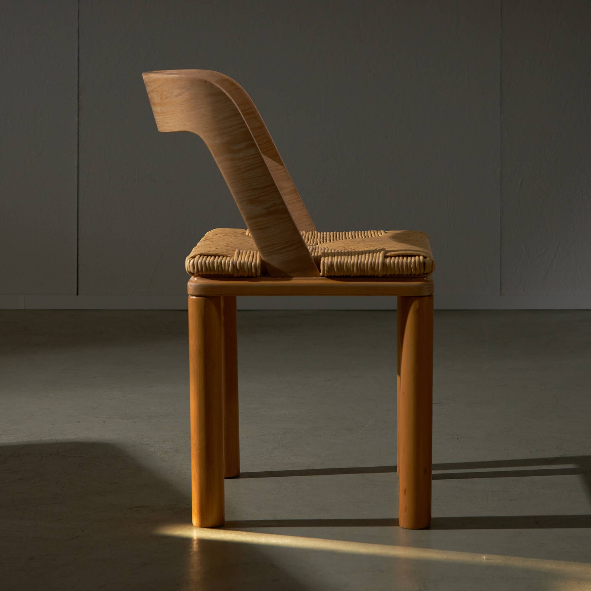 Italian Wooden and Wicker  Chair