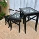 Set de 3 tables gigognes en verre et bois noir