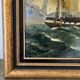 Marine, Frigate with tricolour, oil on canvas signed Madon