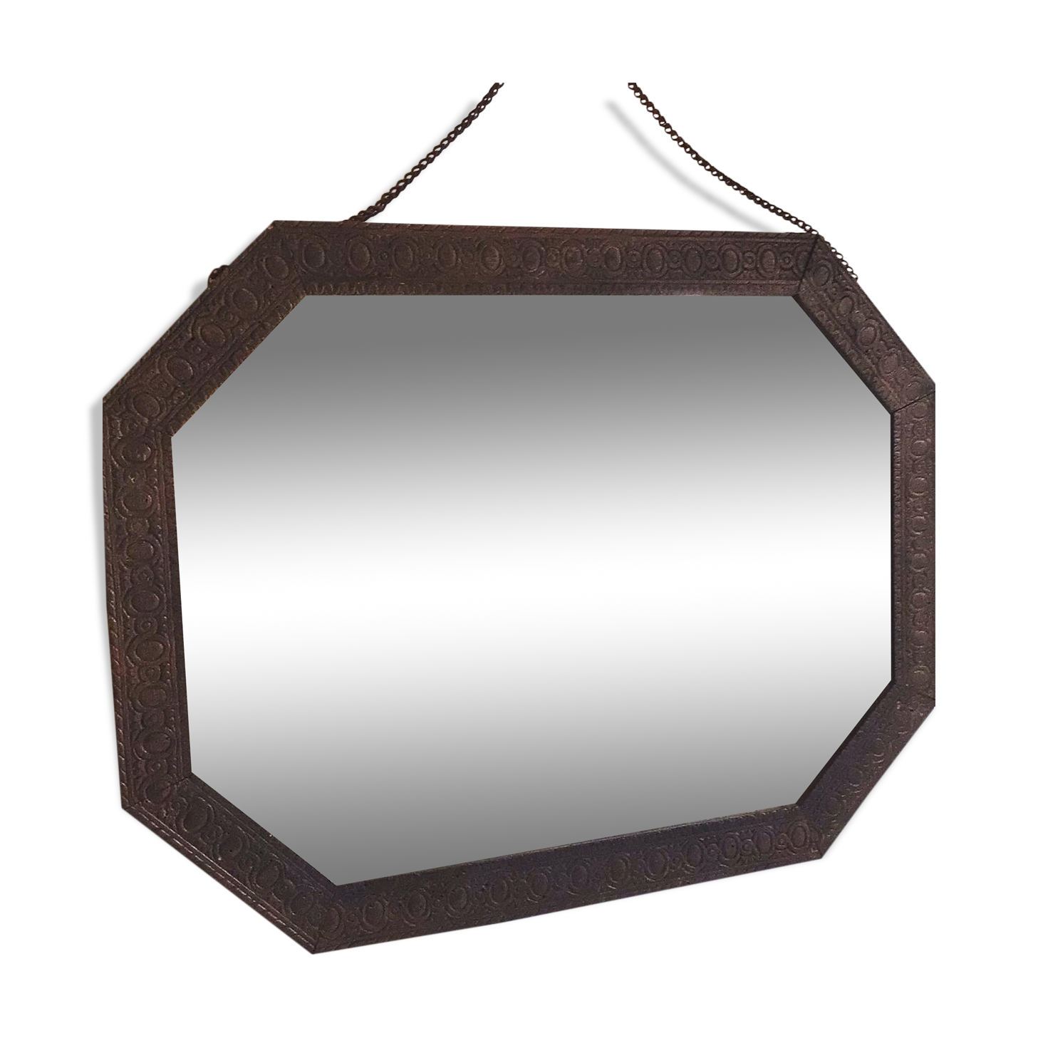 Decorated wooden octagonal mirror