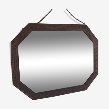 Miroir octogonal en bois décoré