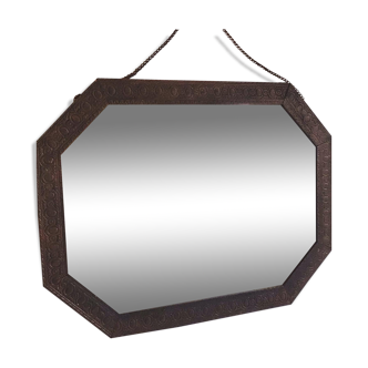 Miroir octogonal en bois décoré