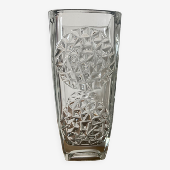 Vase en verre pressé de Rudolf Jurnikl Sklo Union vintage années 60