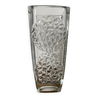 Pressed glass vase by Rudolf Jurnikl Sklo Union vintage 60s