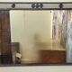Large Art Deco mirror in hammered iron – Geometric decoration with rosettes